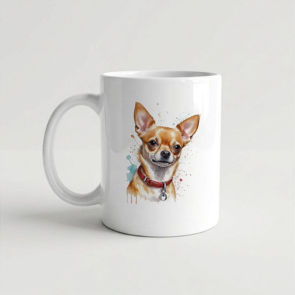 Caneca Chihuahua Branca 325ml