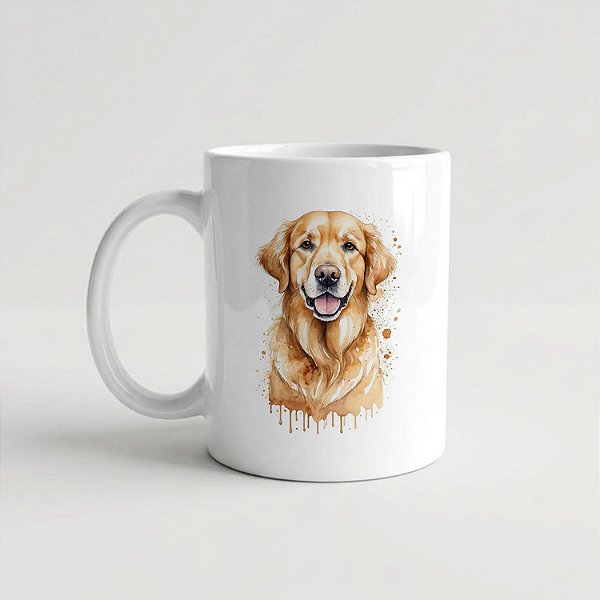 Caneca Golden Retriever Branca 325ml