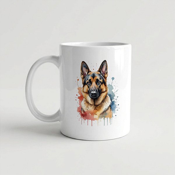 Caneca Pastor Alemão Branca 325ml