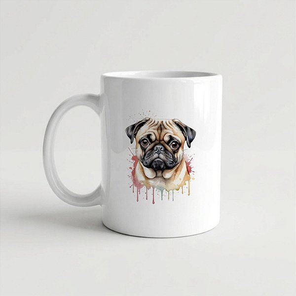 Caneca Pug Branca 325ml