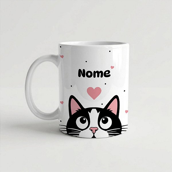 Caneca Seu Gatinho Com Nome Personalizável 325ml
