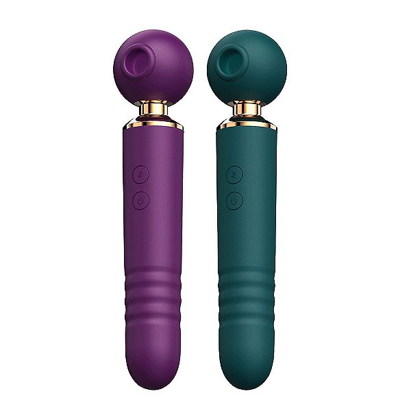 Varinha Mágica Vibratória Sobe e Desce com Sucção e Pulsador