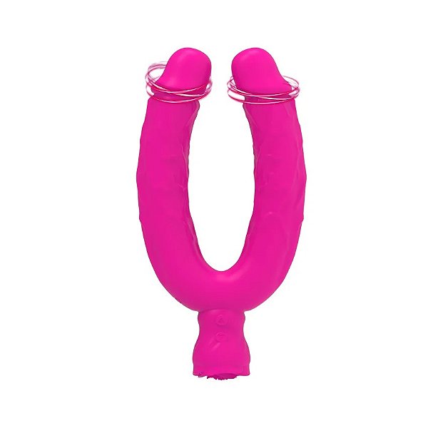 Vibrador duplo casal em formato U com estimulação
