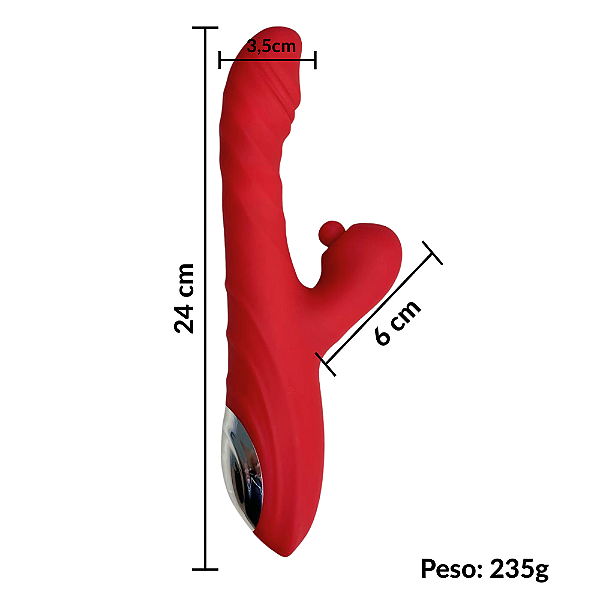 Vibrador vai e vem em formato glande com estimulador clitoriano de pulsação VIT1E6142
