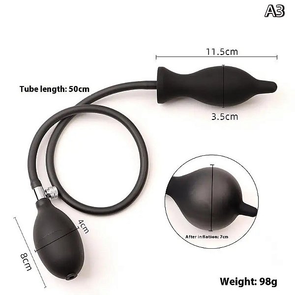 Plug anal inflável de silicone