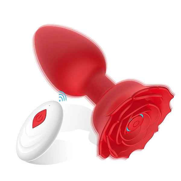 Plug anal em formato de flor com controle remoto