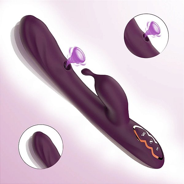 Vibrador ponto G com sugador e tripla estimulação