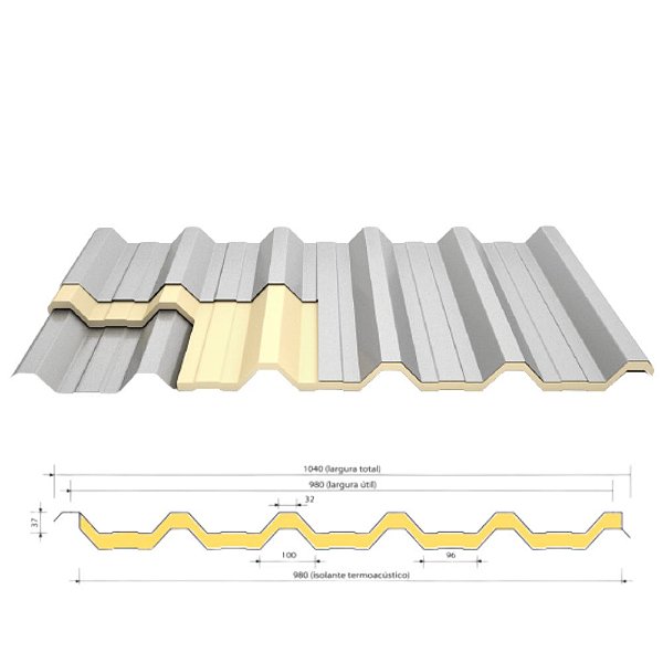 Telha Sanduiche Poliuretano (PU) 30mm TP40