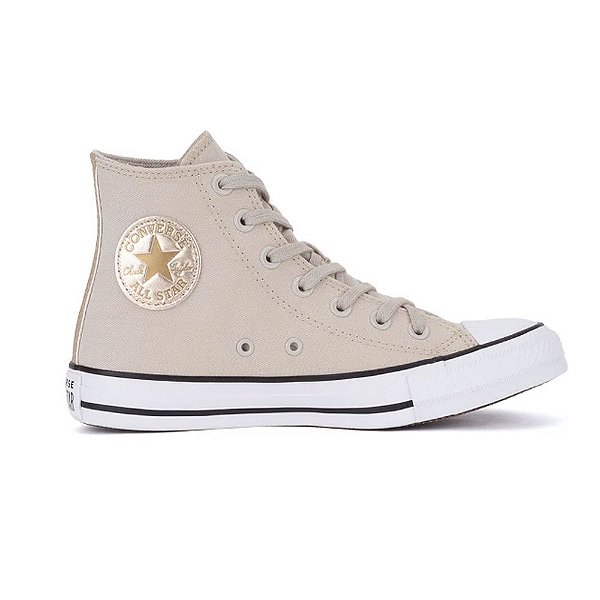 Tênis Converse Chuck Taylor All Star Hi Bege Claro/Ouro