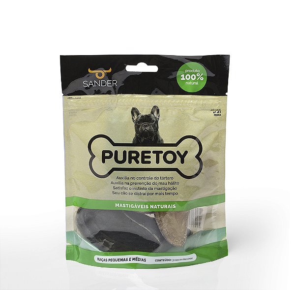 MORDEDOR NATURAL DE CASCO BOVINO PURETOY 3 - 4 - Com 1 Unidades Para Cães