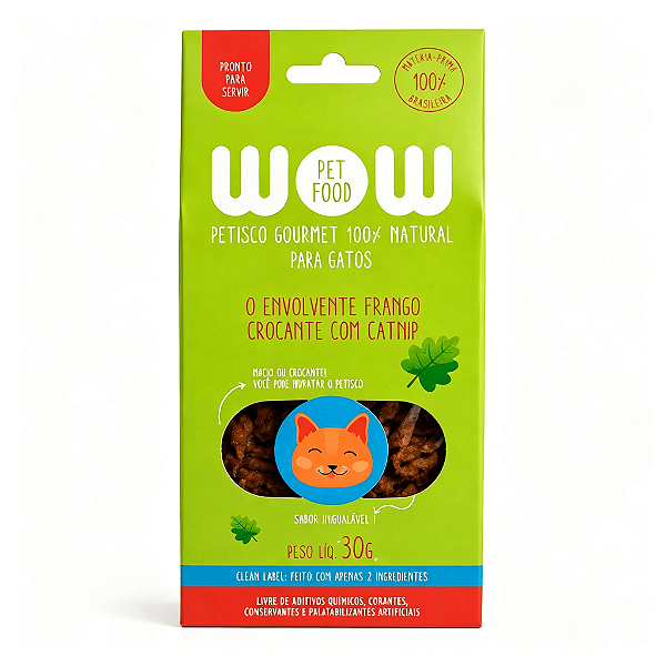 PETISCO DESIDRATADO NATURAL PREMIUM WOW - Sabor Frango Com Catnip Para Gato