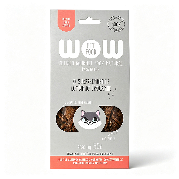 PETISCO DESIDRATADO NATURAL PREMIUM WOW - Sabor Lombinho Para Gato