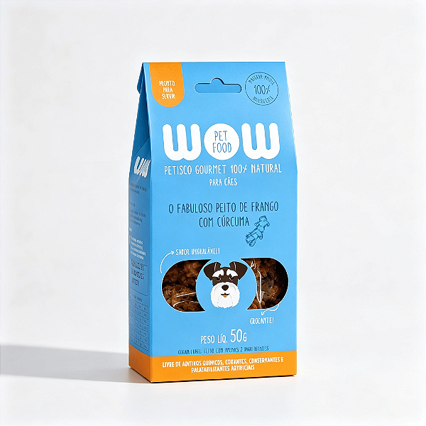 PETISCO DESIDRATADO NATURAL PREMIUM WOW - Sabor Frango Com Cúrcuma Para Cão