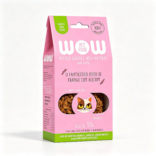 PETISCO DESIDRATADO NATURAL PREMIUM WOW - Sabor Frango Com Alecrim Para Gato