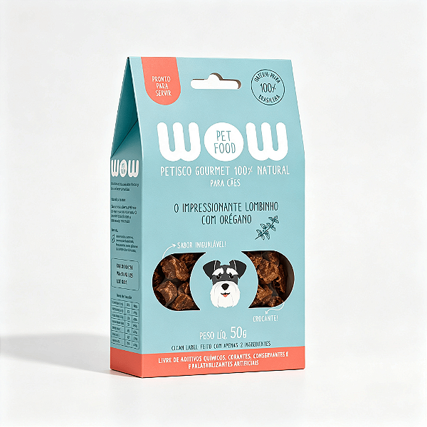 PETISCO DESIDRATADO NATURAL PREMIUM WOW - Sabor Suíno Com Orégano Para Cão