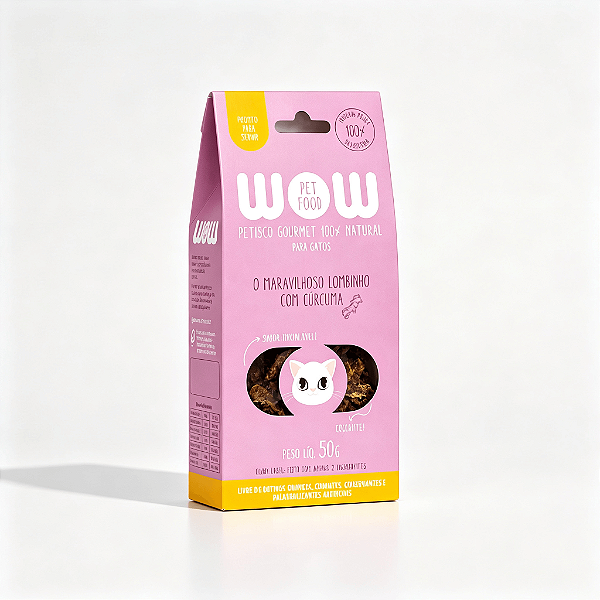 PETISCO DESIDRATADO NATURAL PREMIUM WOW - Sabor Suíno Com Cúrcuma Para Gato