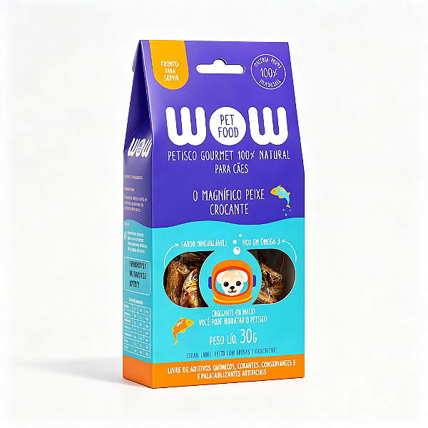 PETISCO DESIDRATADO NATURAL PREMIUM WOW - Sabor Peixe Para Cão