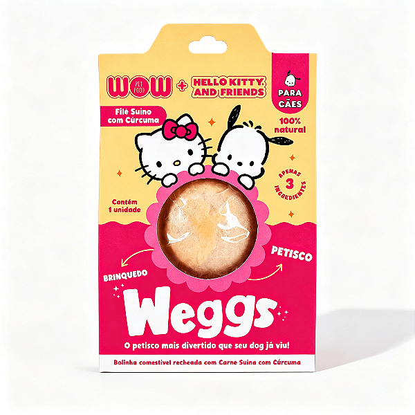PETISCOS WEGGS HELLO KITTY WOW - De Lombinho Com Cúrcuma Para Cão