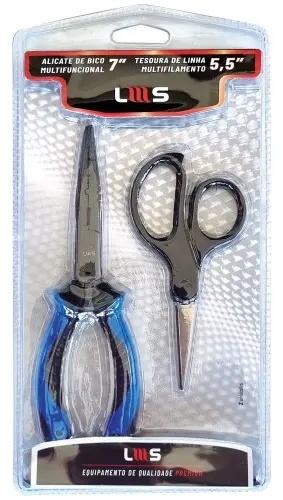 Kit Alicate Lumis Multifuncional 17,8cm + Tesoura 14cm - Aço
