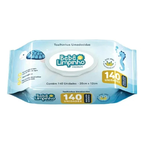 Toalha Umedecida Bebê Limpinho Premium 140 Unidades