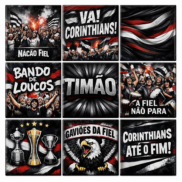 AZULEJOS DECORATIVOS CORINTHIANS KIT 9 PEÇAS 15X15