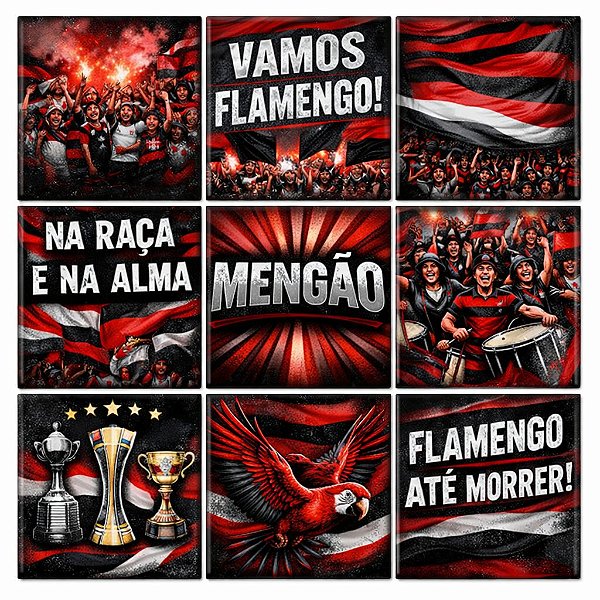 AZULEJOS DECORATIVOS FLAMENGO KIT 9 PEÇAS 15X15