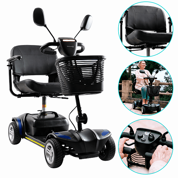 Scooter Elétrica Preta Modelo LB Ligth Até 136 Kg - Dellamed