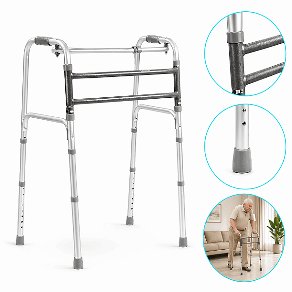 Andador D10 Em Alumínio 3 em 1 3 Barras Até 150 Kg - Dellamed