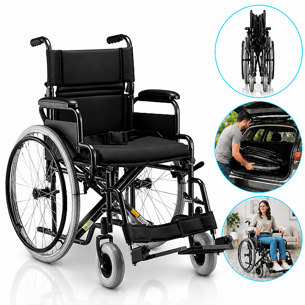 Cadeira De Rodas Modelo D400 Dobrável Até 120 Kg - Dellamed