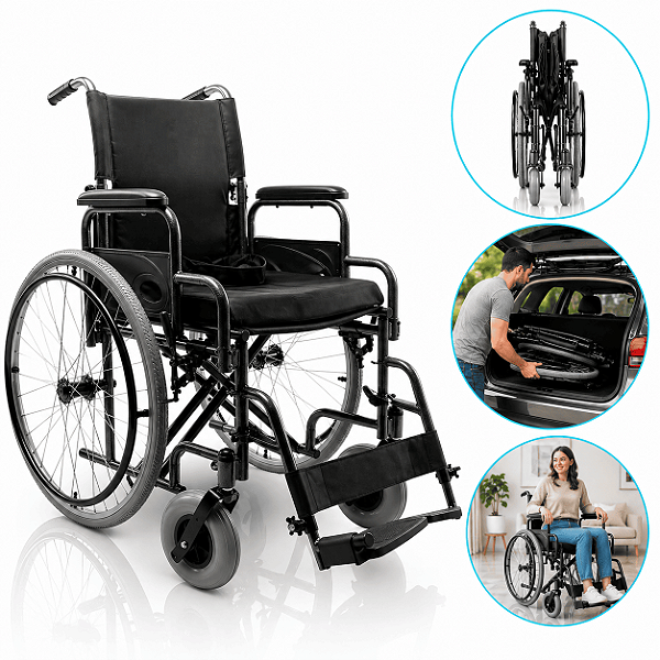 Cadeira De Rodas Modelo D400 Dobrável Até 120 Kg - Dellamed