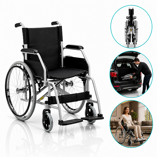 Cadeira De Rodas Modelo D600 Dobrável Até 120 Kg - Dellamed