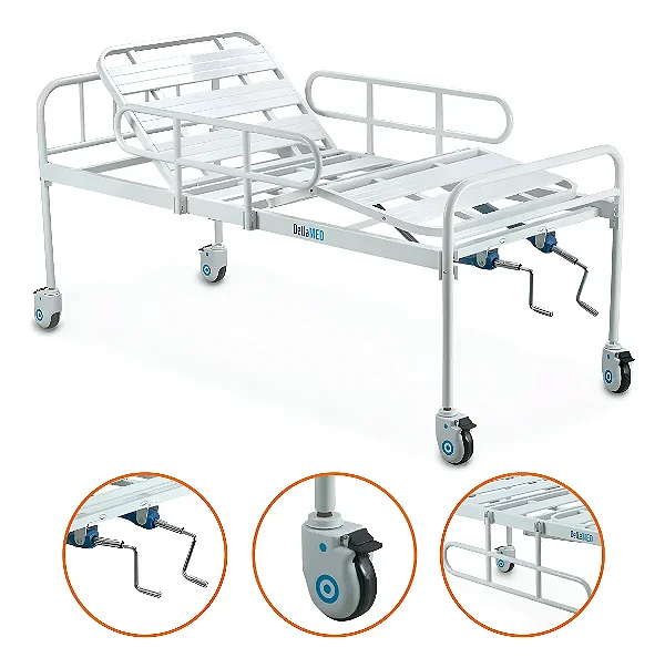 Cama Hospitalar 2 Movimentos Manual Até 180kg DX2 - Dellamed