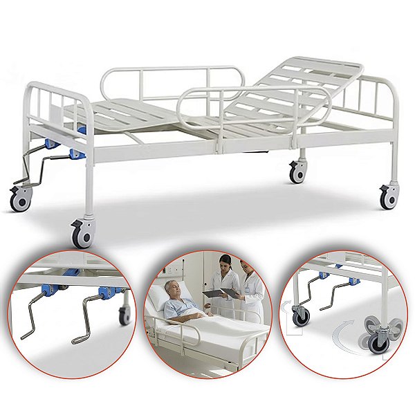 Cama Hospitalar 02 Manivelas Até 180 Kg - Supermedy