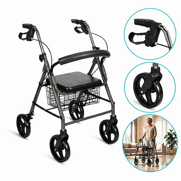 Andador 4 Rodas Para até 135Kg - Hidrolight