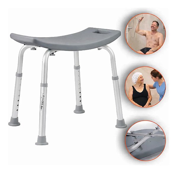 Banco Para Banho Simples Em Alumínio Suporta Até 130 Kg - Hidrolight