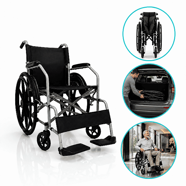 Cadeira De Rodas Manual Até 110kg Com Encosto Rebatível D100 Pop – Dellamed