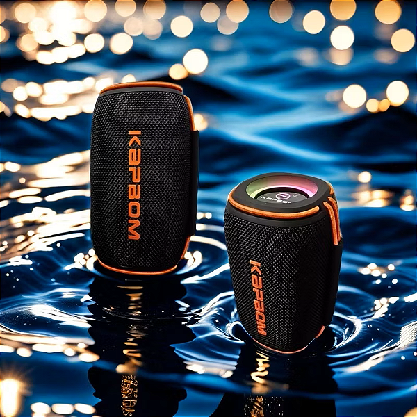 Caixa de Som Bluetooth Portátil Kapbom KA-8296 30W com LED RGB, TWS, Alto-Falantes Duplos e Resistência à Água