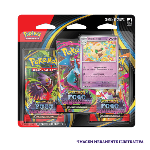 Blister Triplo Fogo Fantasmagórico Whimsicott Pokémon Copag Fogo Fantasnagorico- Whimsicott Português