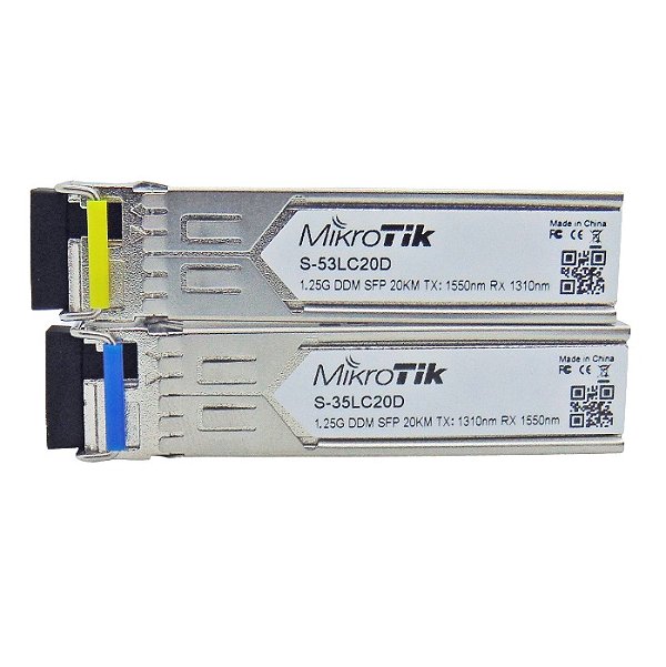 Gbic MikroTik S-3553LC20D (Par de Módulos SFP 1.25G BiDi 20km)