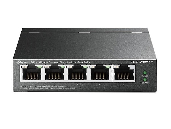 Switch Gigabit TP-Link TL-SG1005LP 5 Portas com 4 Portas PoE+