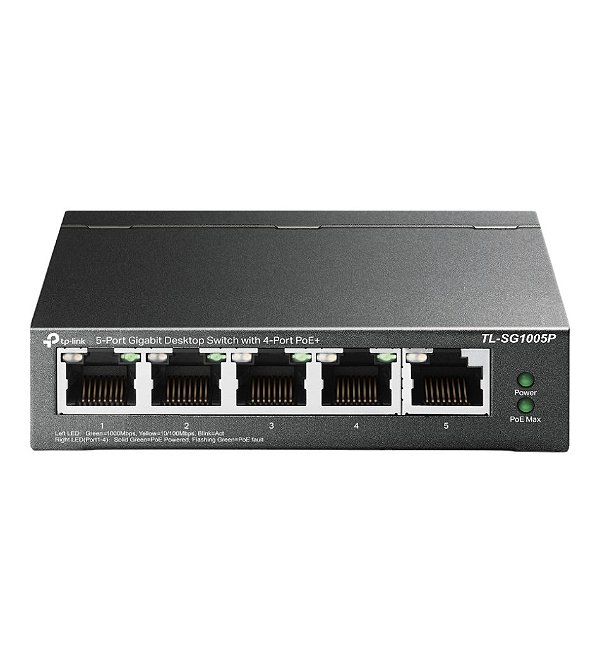 Switch Gigabit TP-Link TL-SG1005P 5 Portas com 4 Portas PoE+ 56W