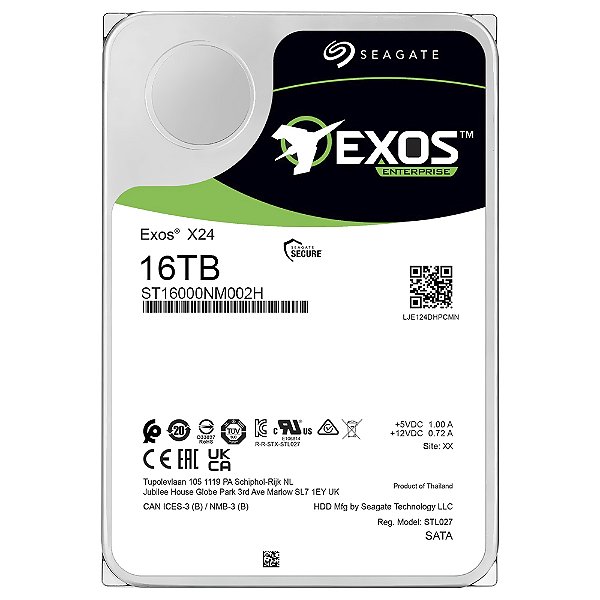 HD Seagate 16TB Exos X24 Enterprise 3.5" SATA 3 7200RPM - ST16000NM002H