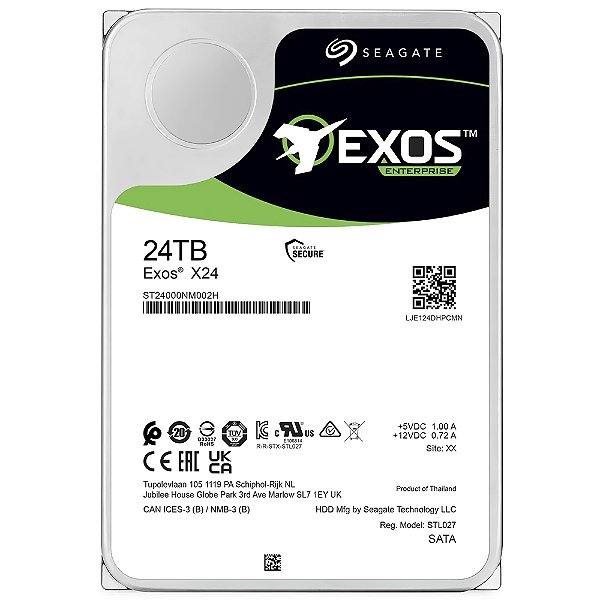 HD Seagate 24TB Exos X24 Enterprise 3.5" SATA 3 7200RPM - ST24000NM002H