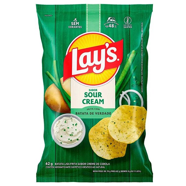 Batata Lays Sour Cream 62g - 5 unidades