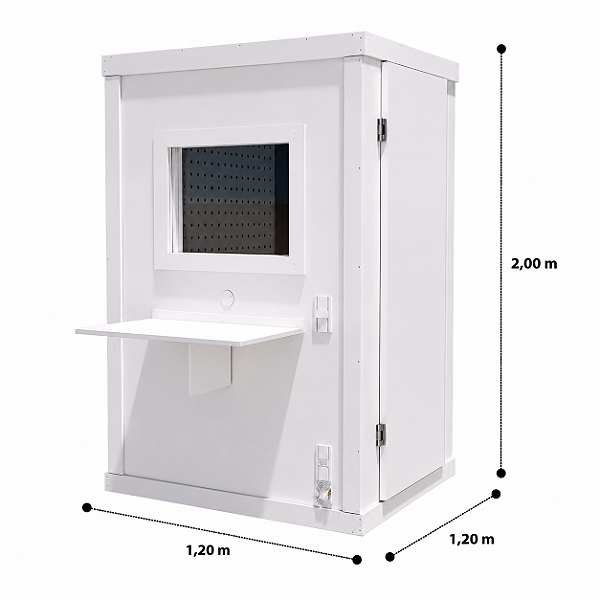 Cabine acústica para audiometria 1,20 X 1,20 X 2,00 (L x C x A)