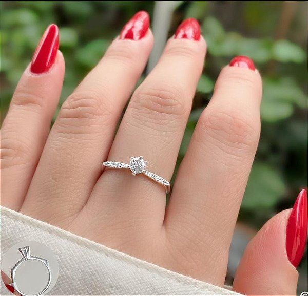 Anel solitário prata pedido casamento