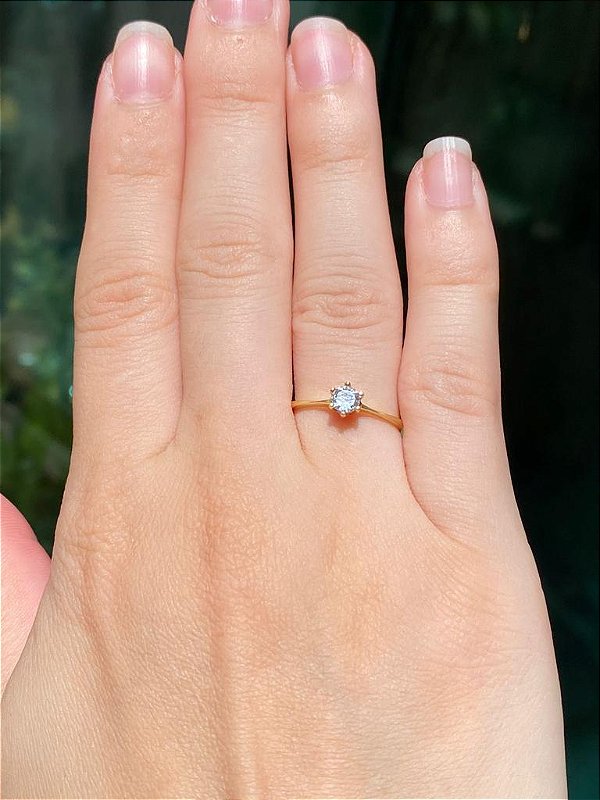Anel noivado/casamento solitário