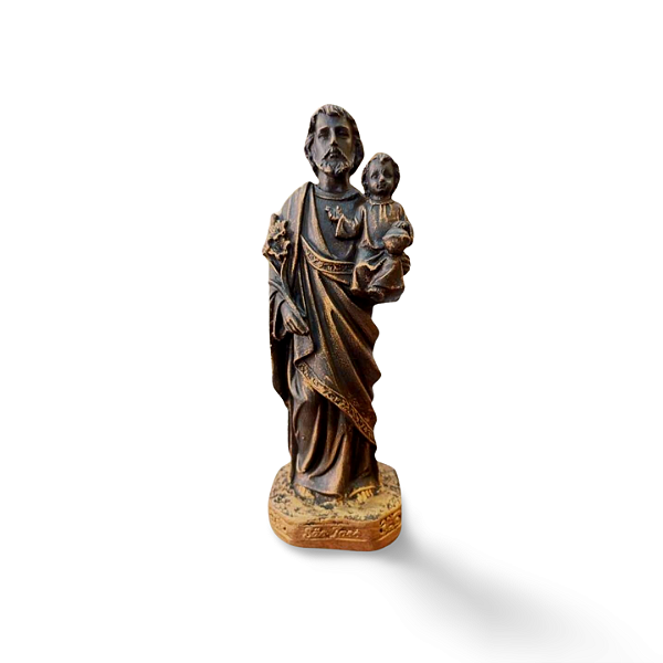 São José e Menino Jesus, 20cm, Gesso, Peça Única, Decoração Religiosa
