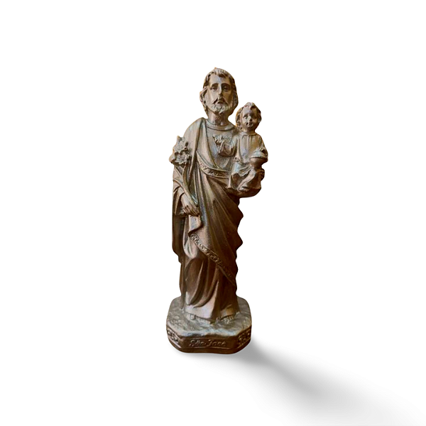 São José e Menino Jesus, 20cm, Gesso, Peça Única, Decoração Religiosa