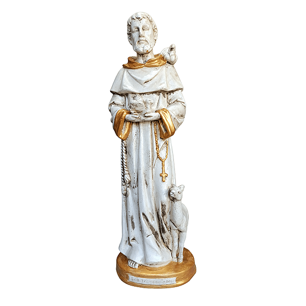 São Francisco de Assis, 30cm, Gesso, Peça Única, Decoração Religiosa